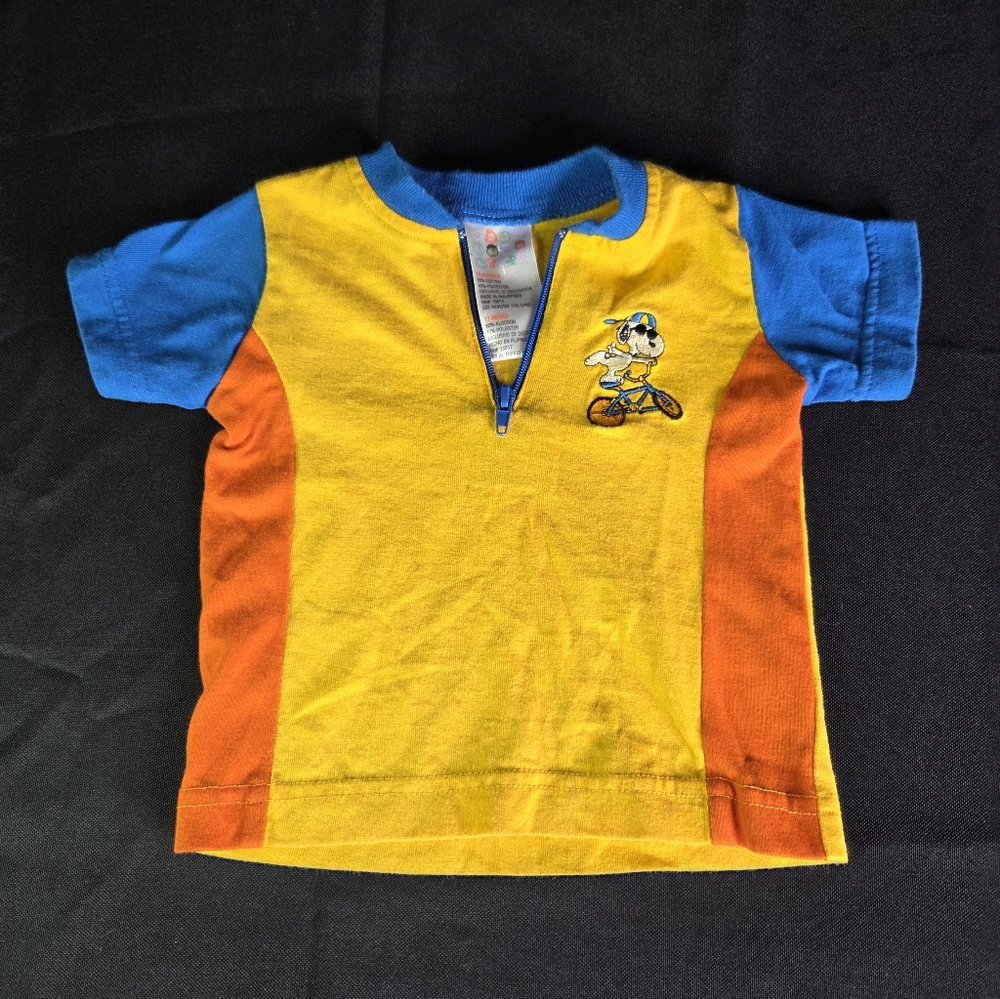 Vintage Snoopy Color block Short Sleeve Shirt 12 Mo
